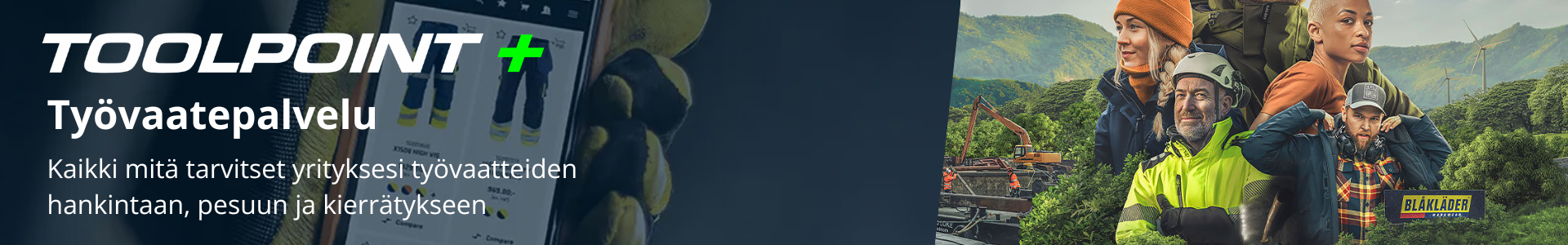 Kaikki mitä tarvitset! Toolpoint+ työvaatepalvelu