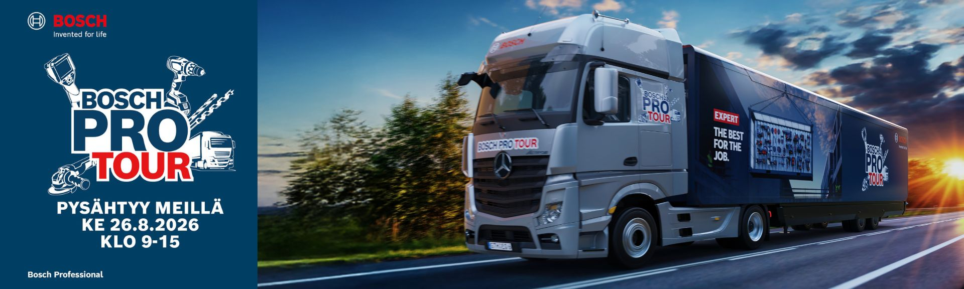 Bosch PRO Tour Bosch Pro Tour banneri. Kiertue saapuu Toolpointille.