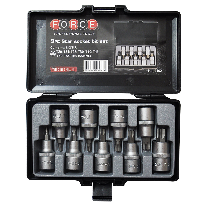 Force Sockets 1/2", T20-T60, 9 parts