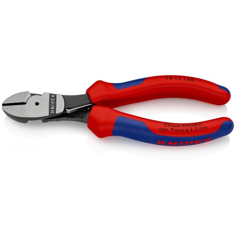 Knipex Voimasivuleikkuri 160mm, Palautusjousella, 2-K Kahva