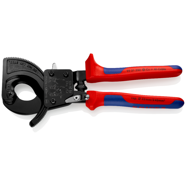 Knipex Cable cutter With ratchet 250mm, Al/Cu Ø32mm/240mm²