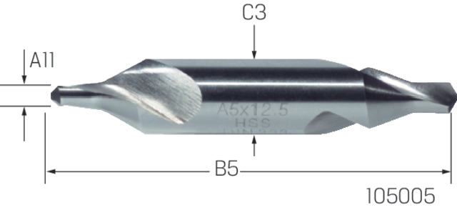 Premus Center drill 3.15x8.0 mm 60°, HSS, Din333A