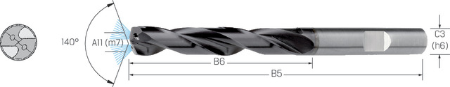 Pretec HM-Channel drill 10.0mm 5xD TiAlN DIN6537