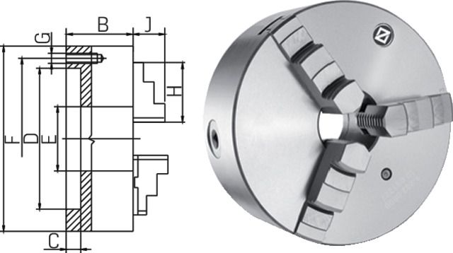 Pretec 3-Jaw chuck 315 mm DIN 6350, Cast