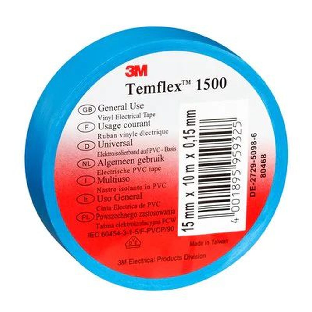 3M Temflex electrical tape 15mm x 10m Blue