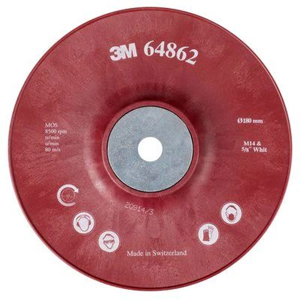 3M 180mm Fiber base M14 and 5/8", Hard, chamfered