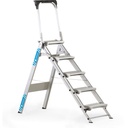 Zarges Work stool Plazastep P, 5 steps, with handrail