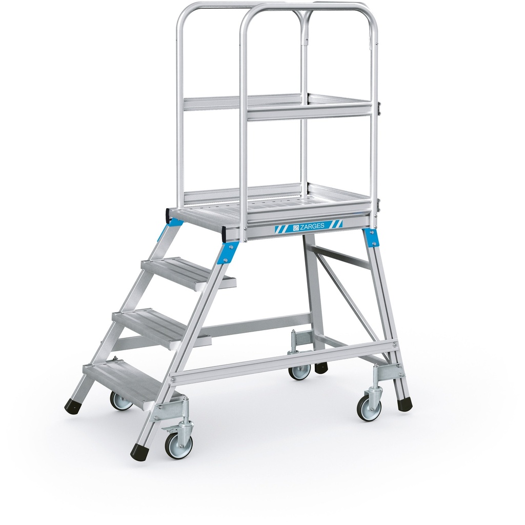 Zarges Spring-Loaded Maintenance Platform, One-Sided, 600x800 mm, 4 steps