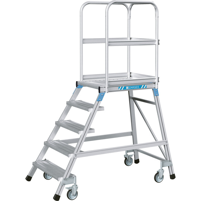 Zarges Spring-Loaded Maintenance Platform, One-Sided, 600x800 mm, 5 steps