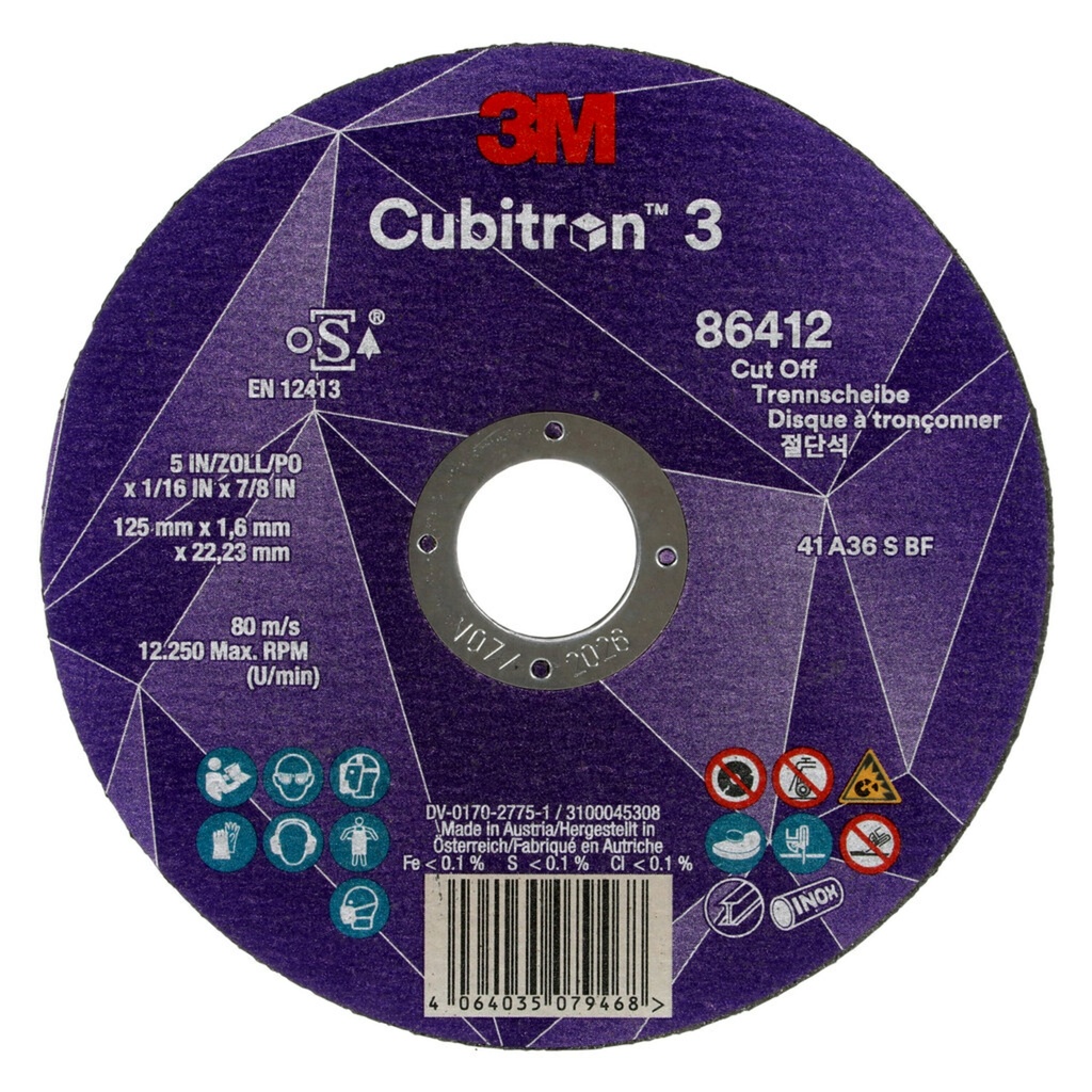 3M 125x0.8mm Cutting disc Cubitron 3, T41 80+