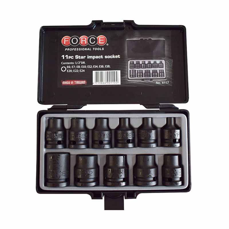 Force Machine sockets 1/2", E6-E24, 11 parts