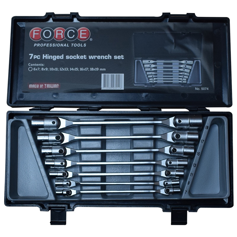 Force socket wrench set 6 - 19 mm, 7 parts