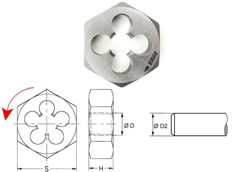 Baer Hexagon nut - left - HSS - M