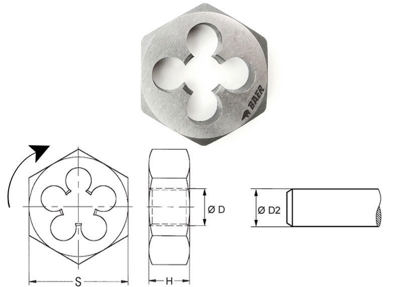 Baer Hexagon nut - HSS - G (BSP)