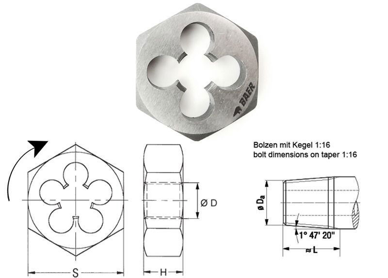 Baer Hexagon nut NPT - HSS